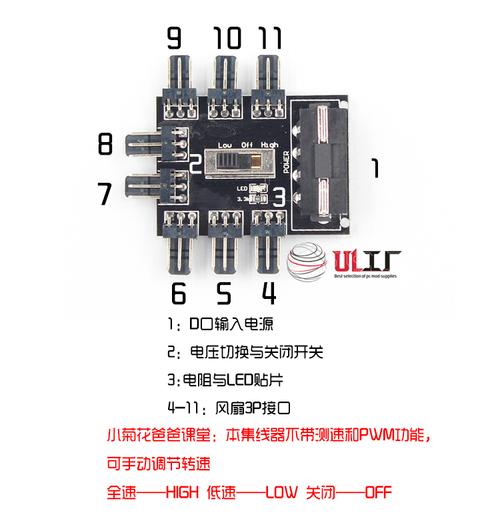 ul工厂 3针集线器 风扇集线器 机箱 电脑 风扇调速器 fan hub